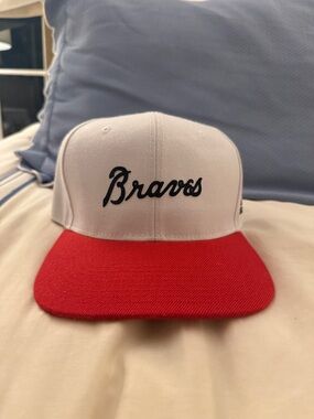 Braves White and Red Snapback Hat